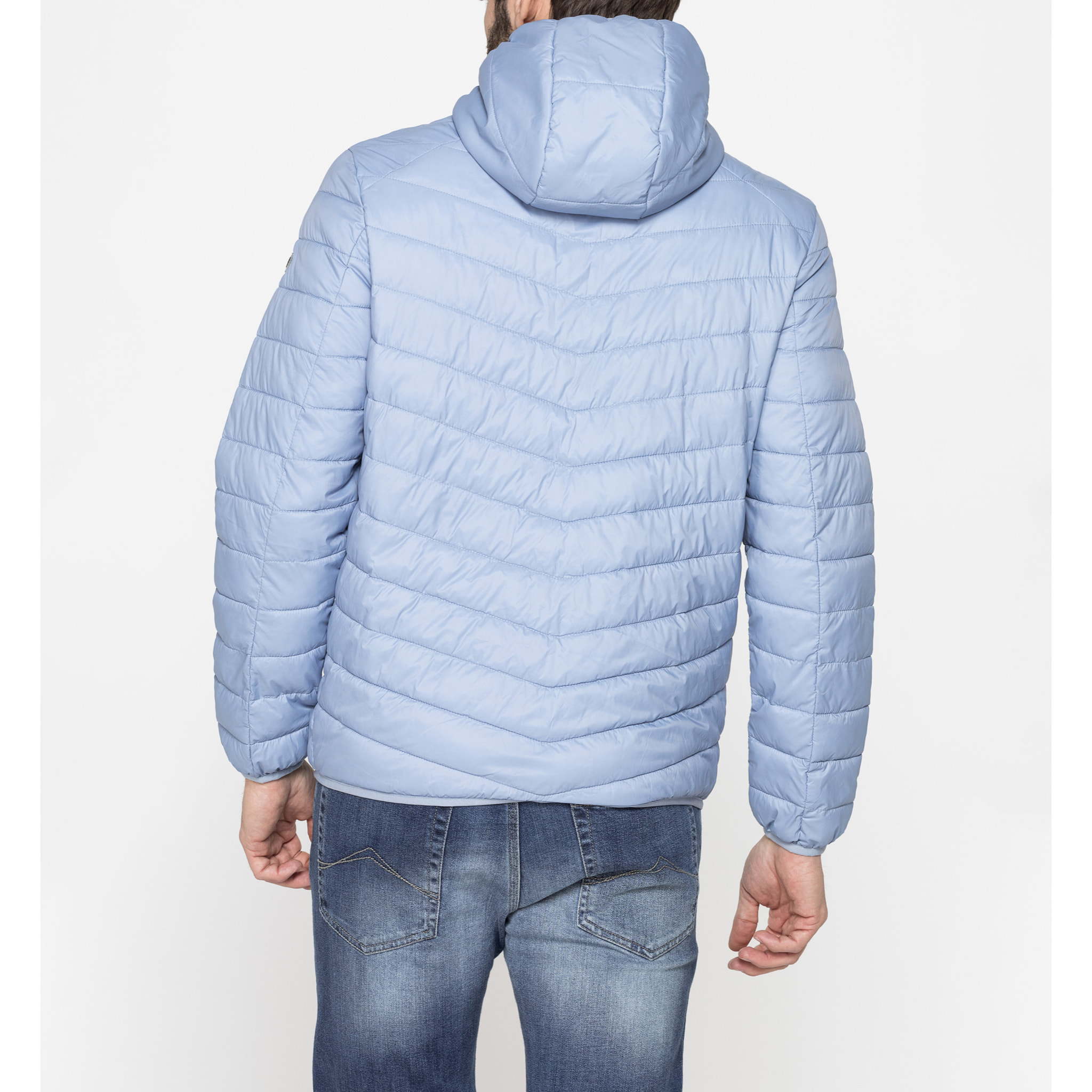 GIUBBINO MANICA LUNGA CON CAPPUCCIO ULTRA LIGHT - TESSUTO ED IMBOTTITURA IN MATERIALE RICICLATO