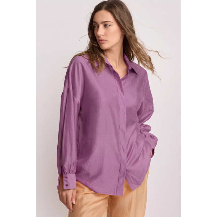 Kocca - Camicia elegante stile minimal Donna, Tinta unita, Colletto di camicia