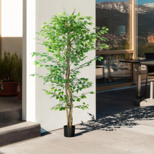 Ficus Artificial con Troncos Naturales 180 cm Planta Artificial con Maceta y 1260 Hojas Árbol Artificial Decoración para Hogar Salón Oficina Verde