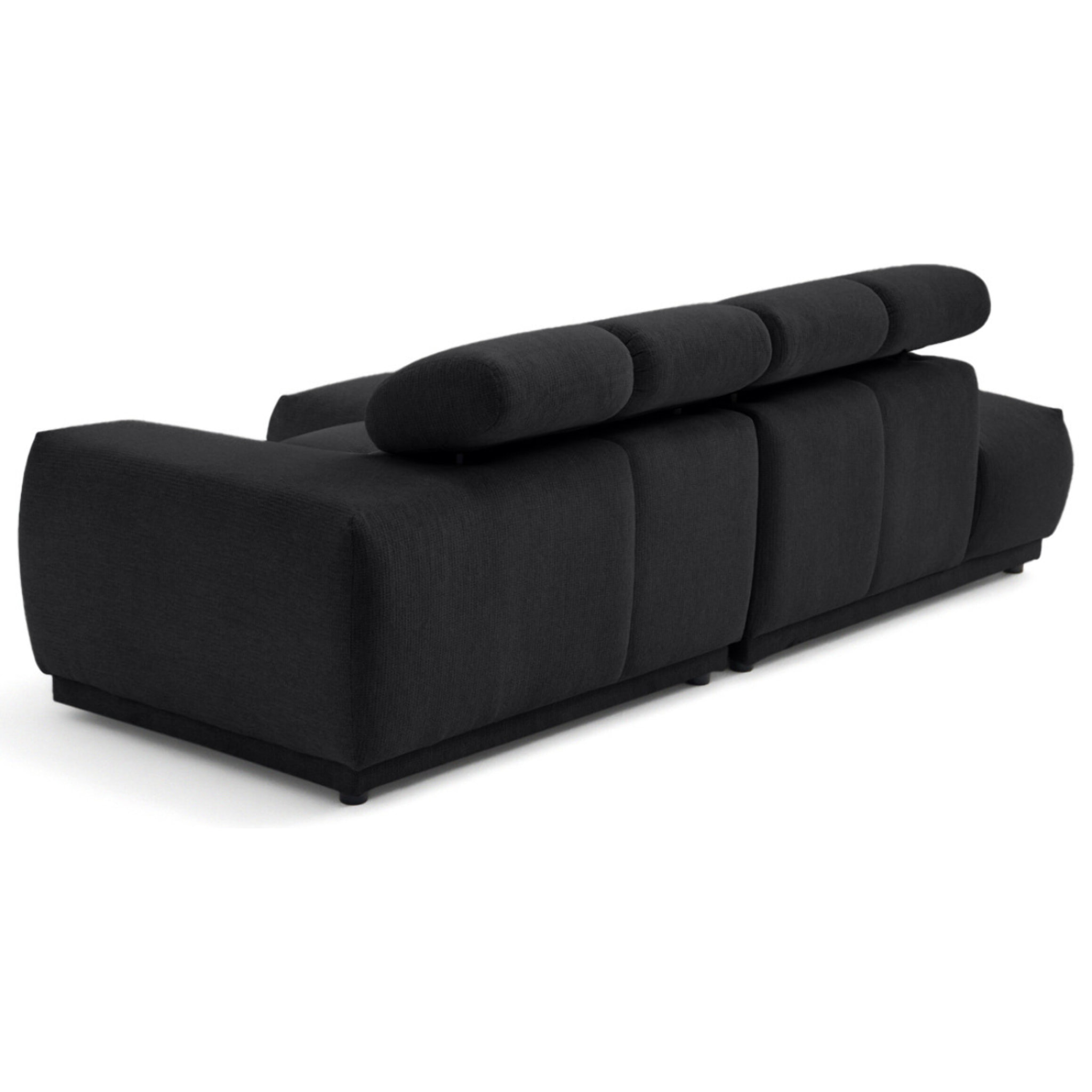 Matera - canapé d'angle gauche 4 places avec têtières réglables en tissu texturé - Noir