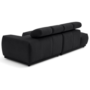 Matera - canapé d'angle gauche 4 places avec têtières réglables en tissu texturé - Noir