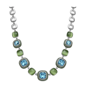 Collar con Cristal Azul acabado plata