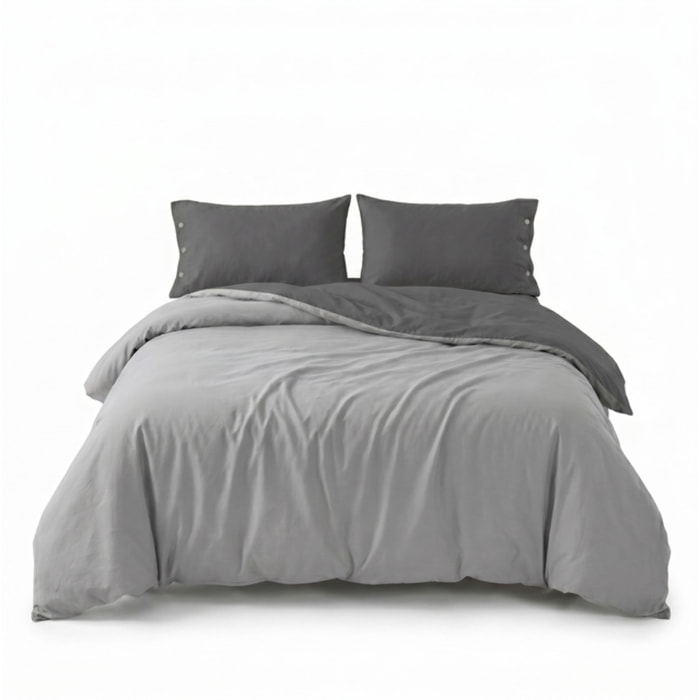 Parure copripiumino matrimoniale in cotone bicolore morbido e traspirante, set sacco copripiumino con federe, design elegante a tinta unita, tessuto resistente certificato OEKO-TEX, facile da lavare, comfort naturale per uso quotidiano 255x240 cm