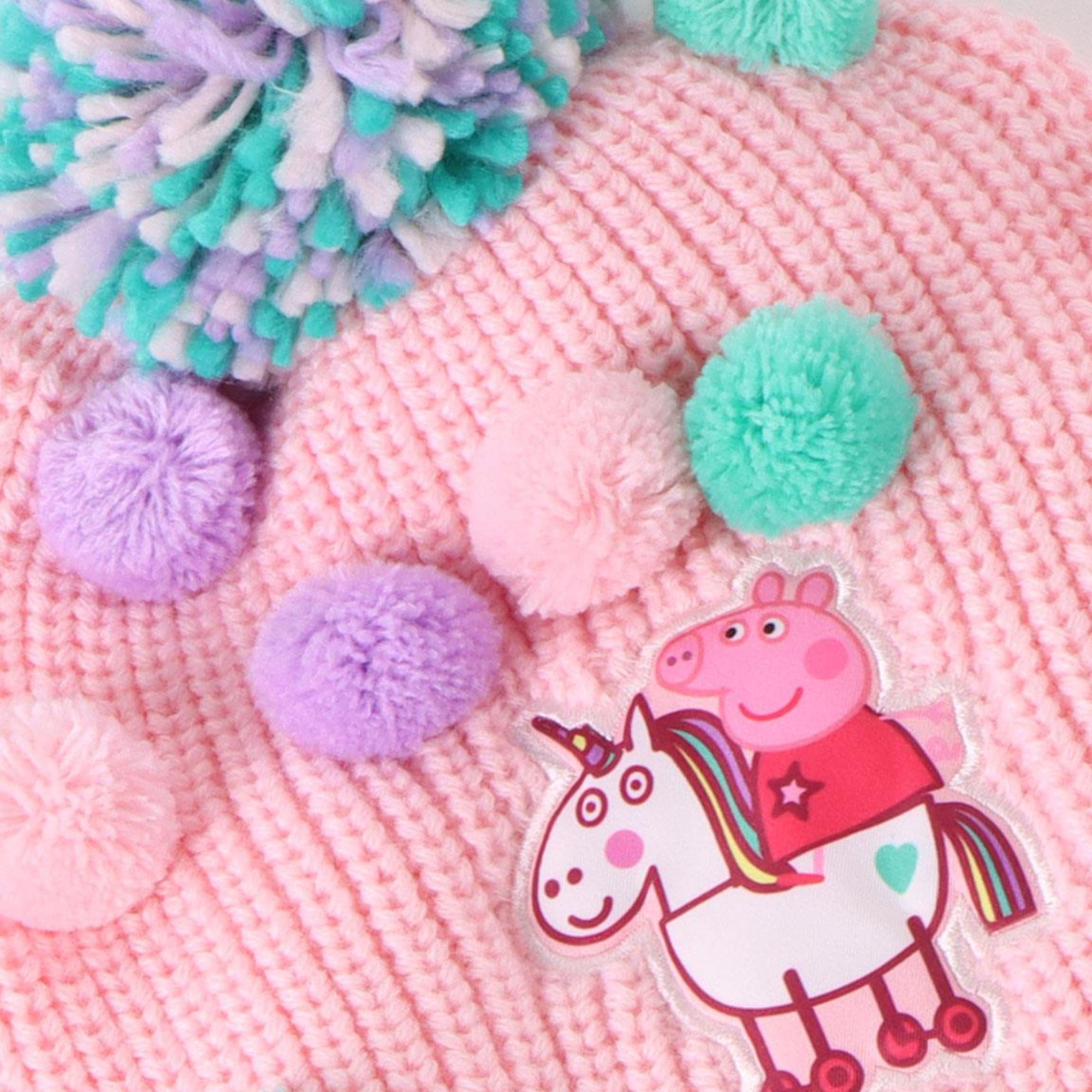 Conjunto gorro, guantes y tubo de cuello infantil "Peppa Pig"