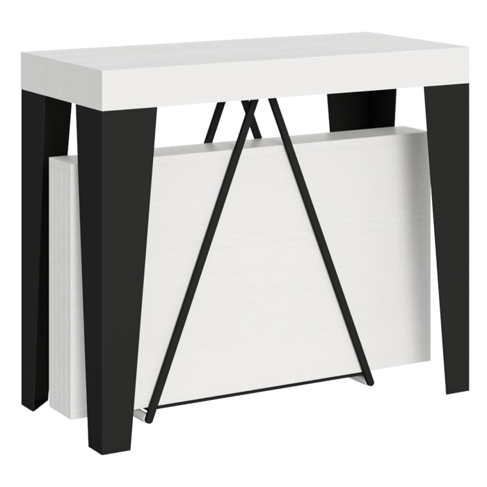 Consolle allungabile 90x40/300 cm Algo bianco frassino telaio antracite