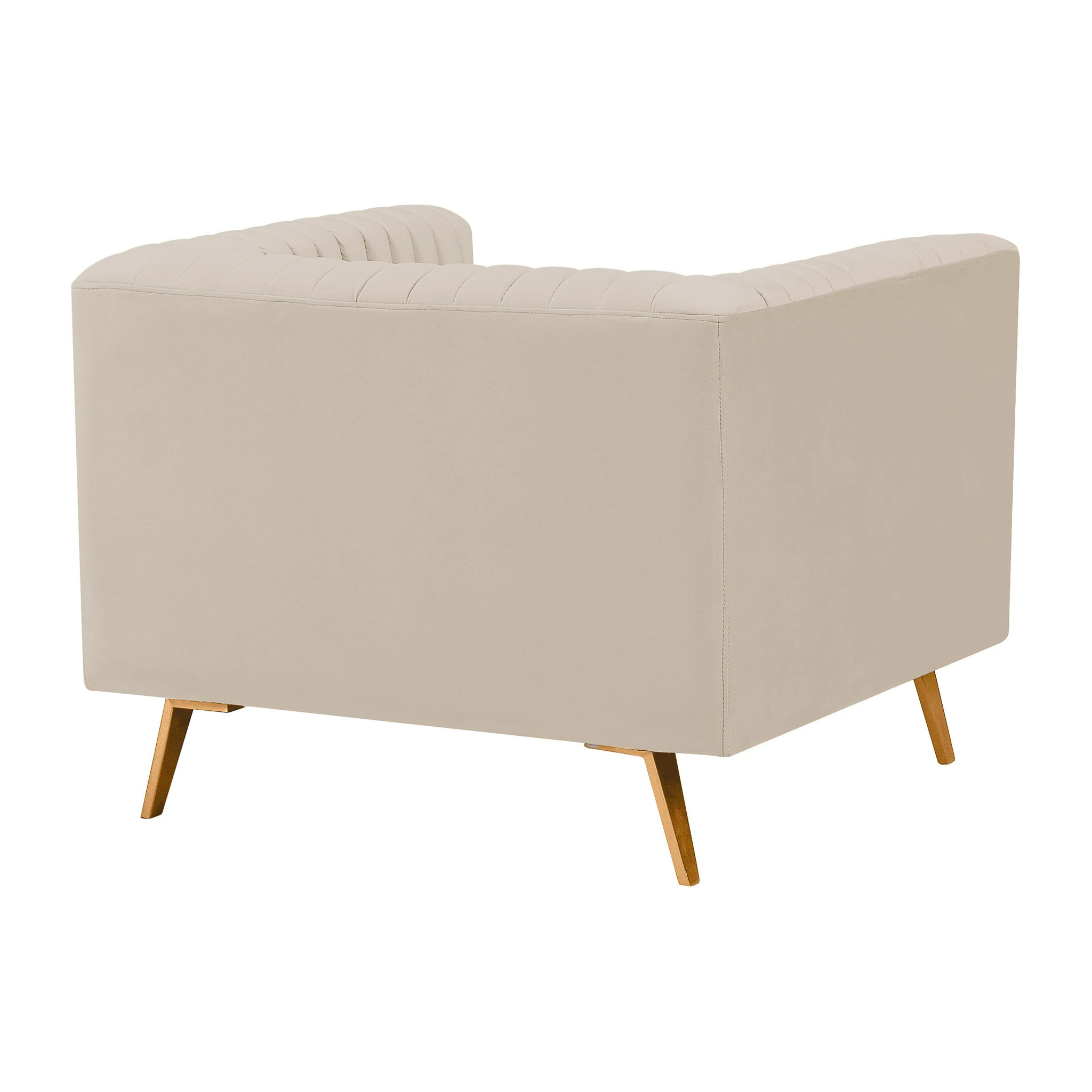 Fauteuil en velours beige et pieds en métal doré - Gatsby