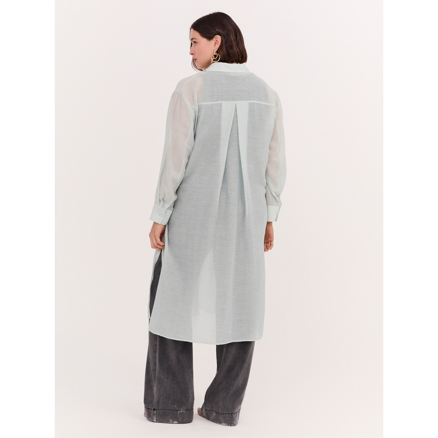 Fiorella Rubino - Camisa larga con lazos - Green Water