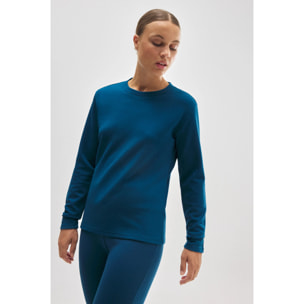 Maglietta termica in pile blu in stile sportivo