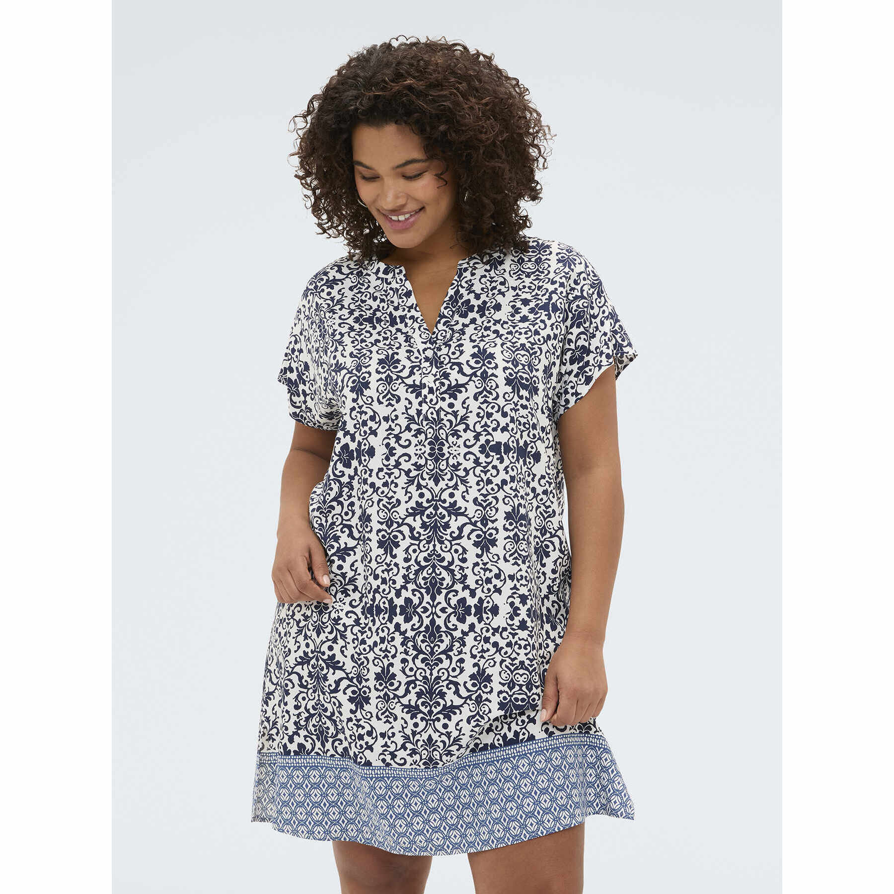 Fiorella Rubino - Vestido corto en viscosa con estampado - Azul