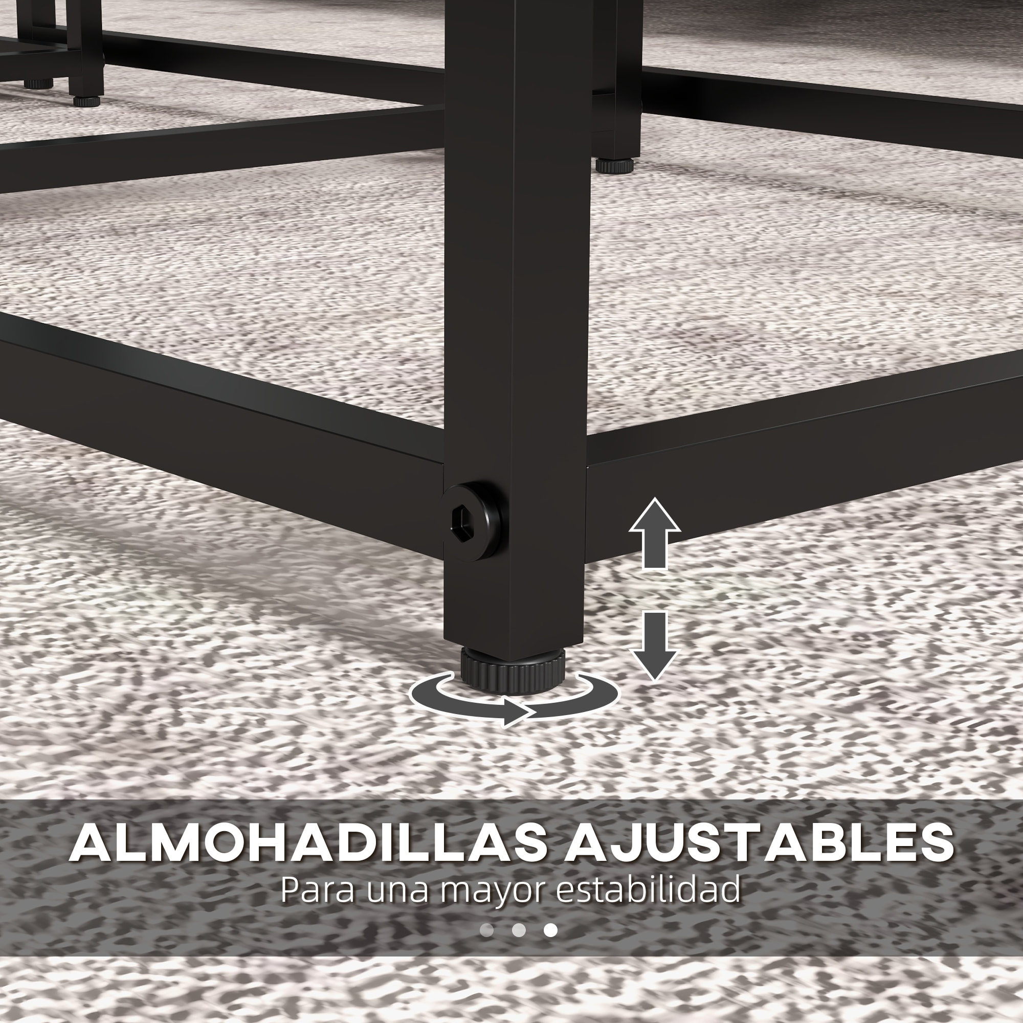 Juego de 3 Mesas Auxiliares para Salón, Mesas Nido con Efecto Mármol y Marco de Acero, Estilo Moderno, para Sala de Estar, Dormitorio, Blanco