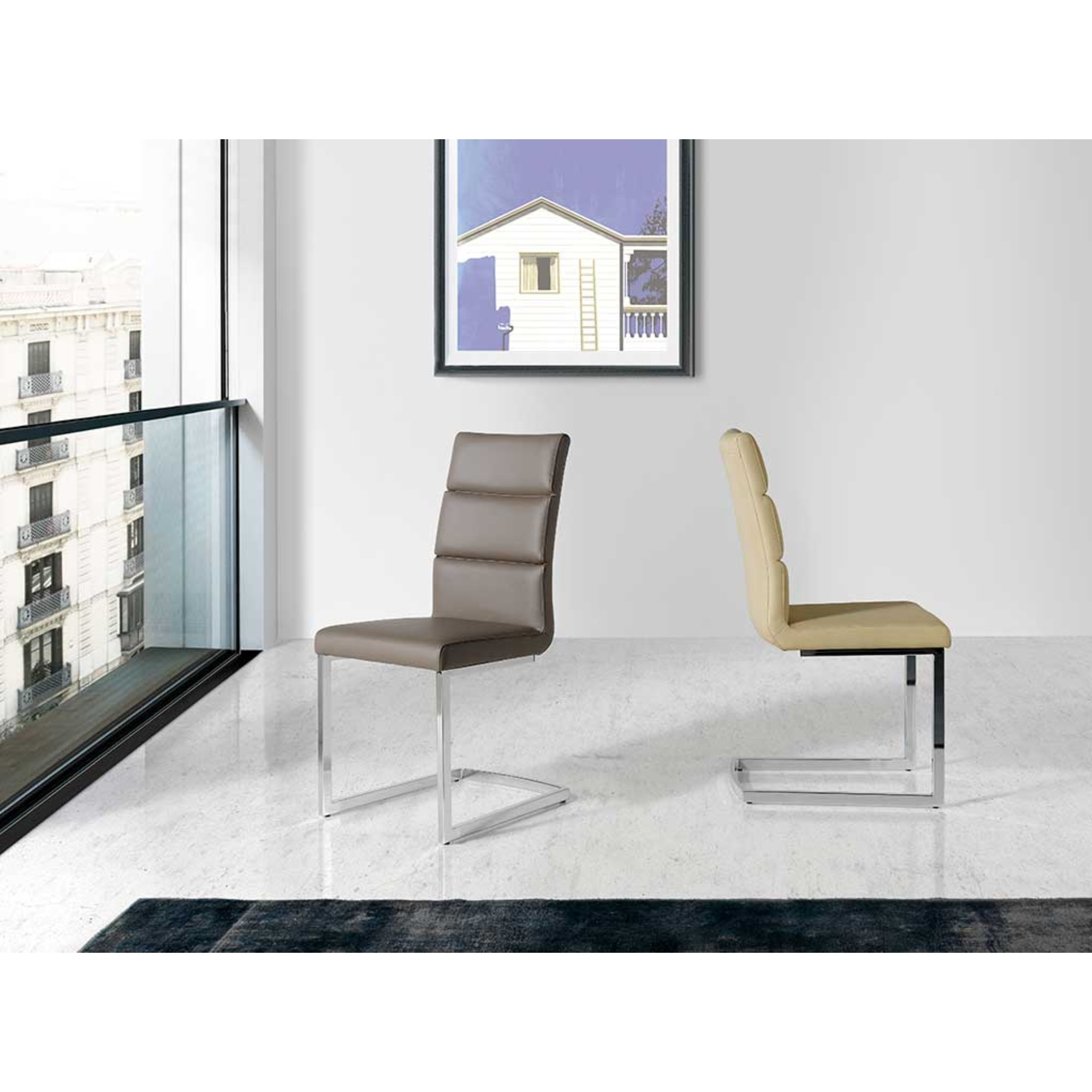 Set de 4 sillas – Polipiel y estructura cromada