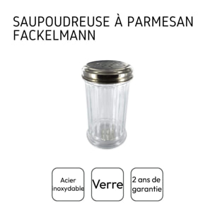 Ensemble de 2 Saupoudreuses à parmesan et sucre glace en verre 13 cm Fackelmann