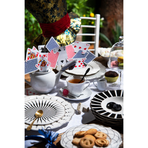 Service 18 assiettes Excelsa Alice, porcelaine, blanc et noir