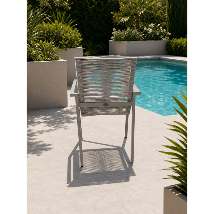 MEXICO - Lot de 2 fauteuils de jardin en aluminium et corde tissée