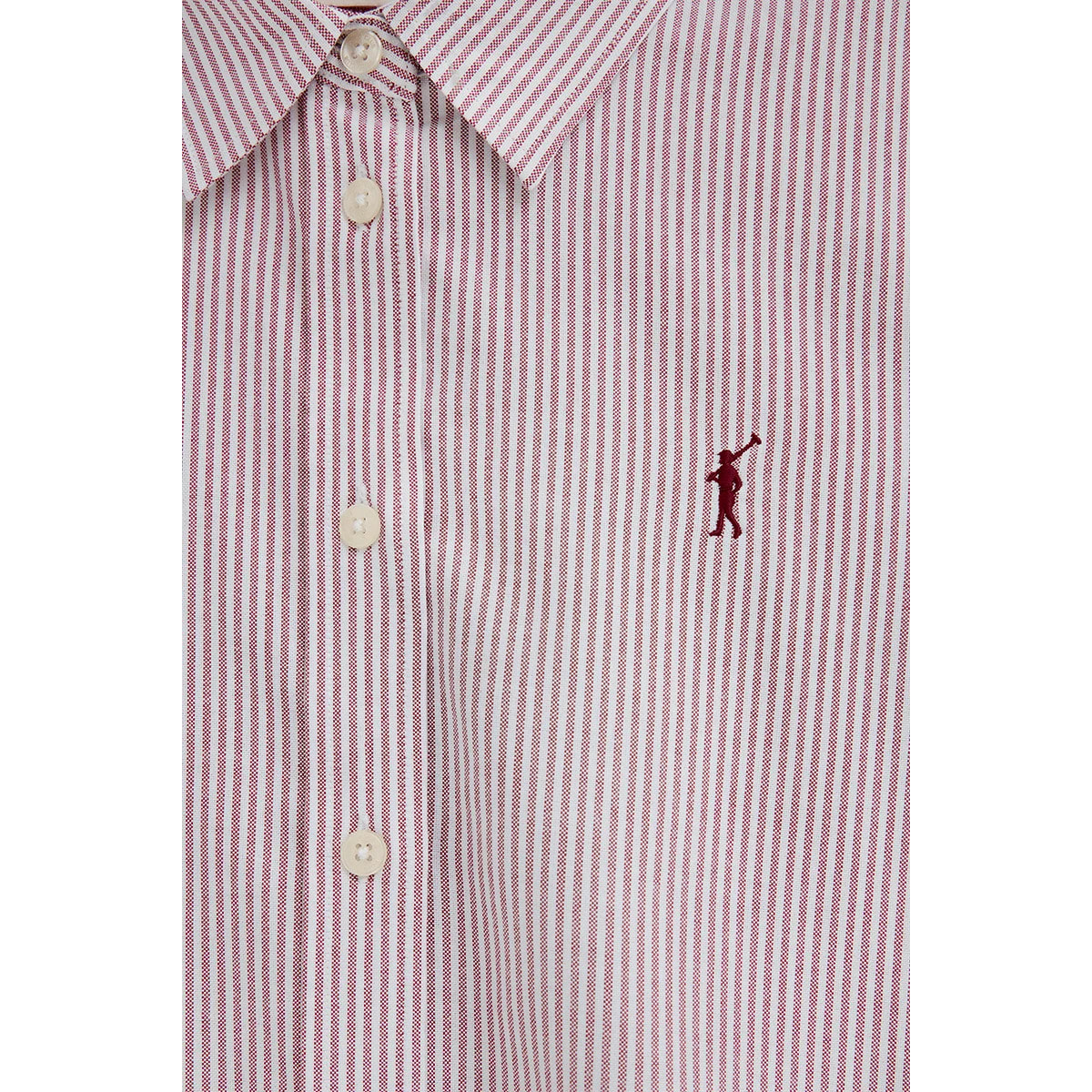 Camicia oxford a righe granata regular fit con ricamo Rigby Go