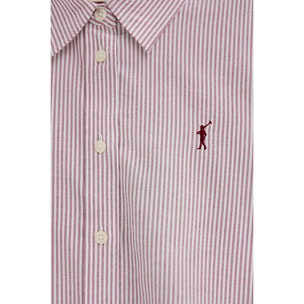Camicia oxford a righe granata regular fit con ricamo Rigby Go