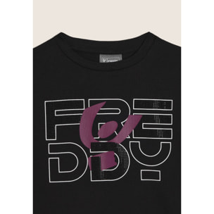 T-shirt Junior con logo in strass e cuciture a contrasto