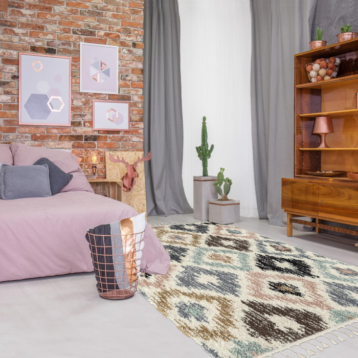 Tapis salon et chambre tissé motif géométrique NITU