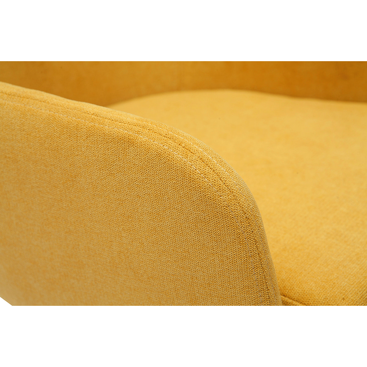 Chaise de bureau à roulettes en tissu effet velours jaune moutarde et acier chromé SHANA