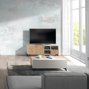 Mueble de TV – Blanco polar y roble