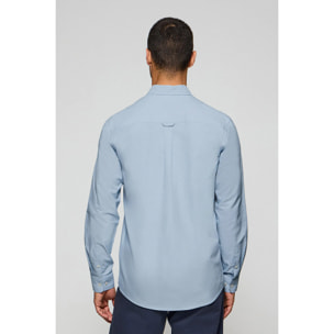 Camicia a tinta unita oxford celeste con logo ricamato Polo Club