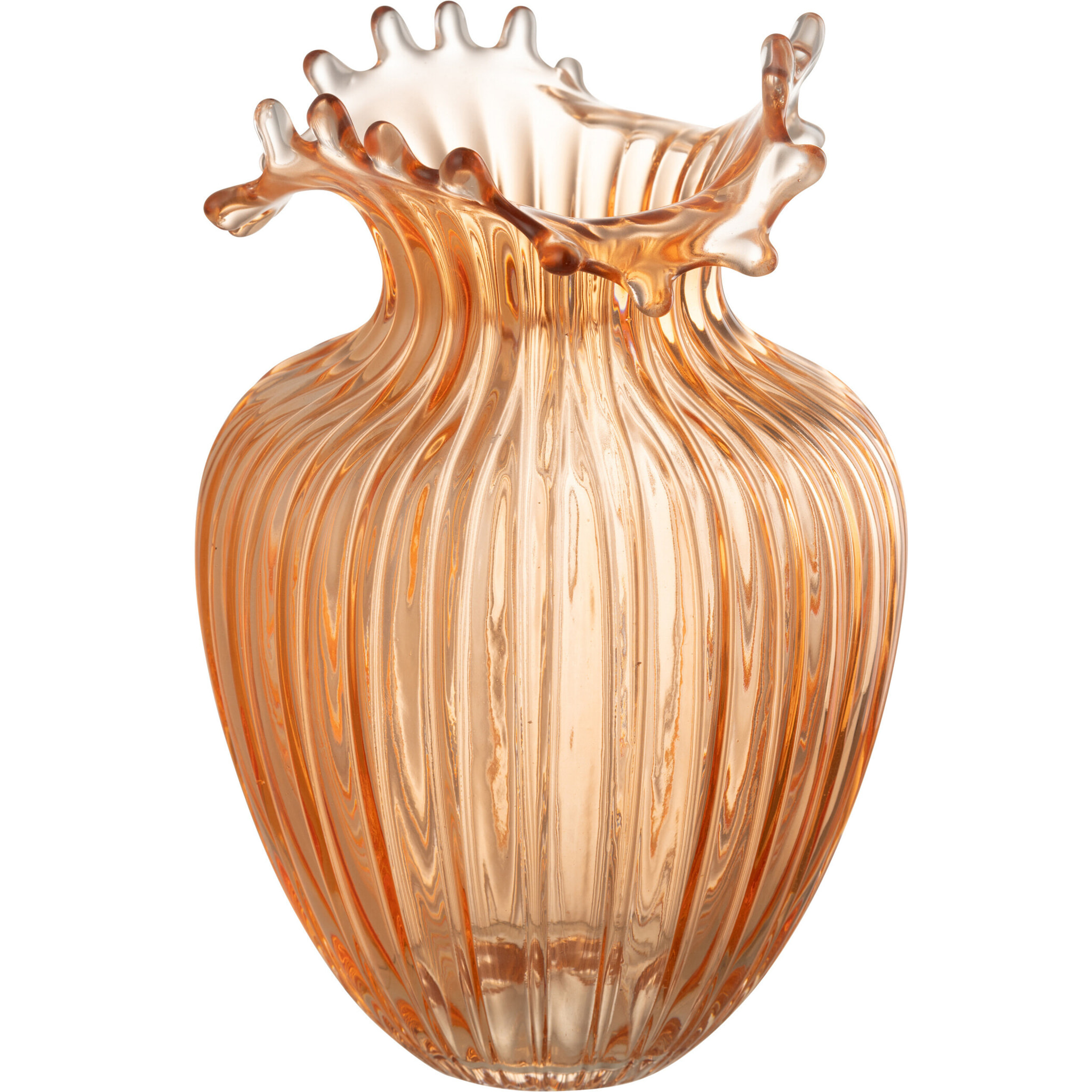 J-Line vase Fleur Lignés - verre - orange - large