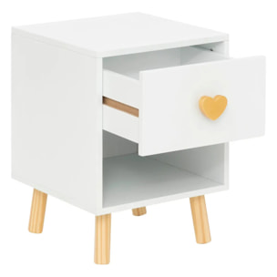 Table de chevet enfant Amour blanc H40cm