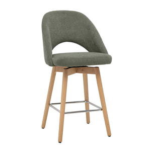 Tabourets de bar scandinaves en tissu velours côtelé vert kaki et hévéa massif 65 cm (lot de 2) COSETTE