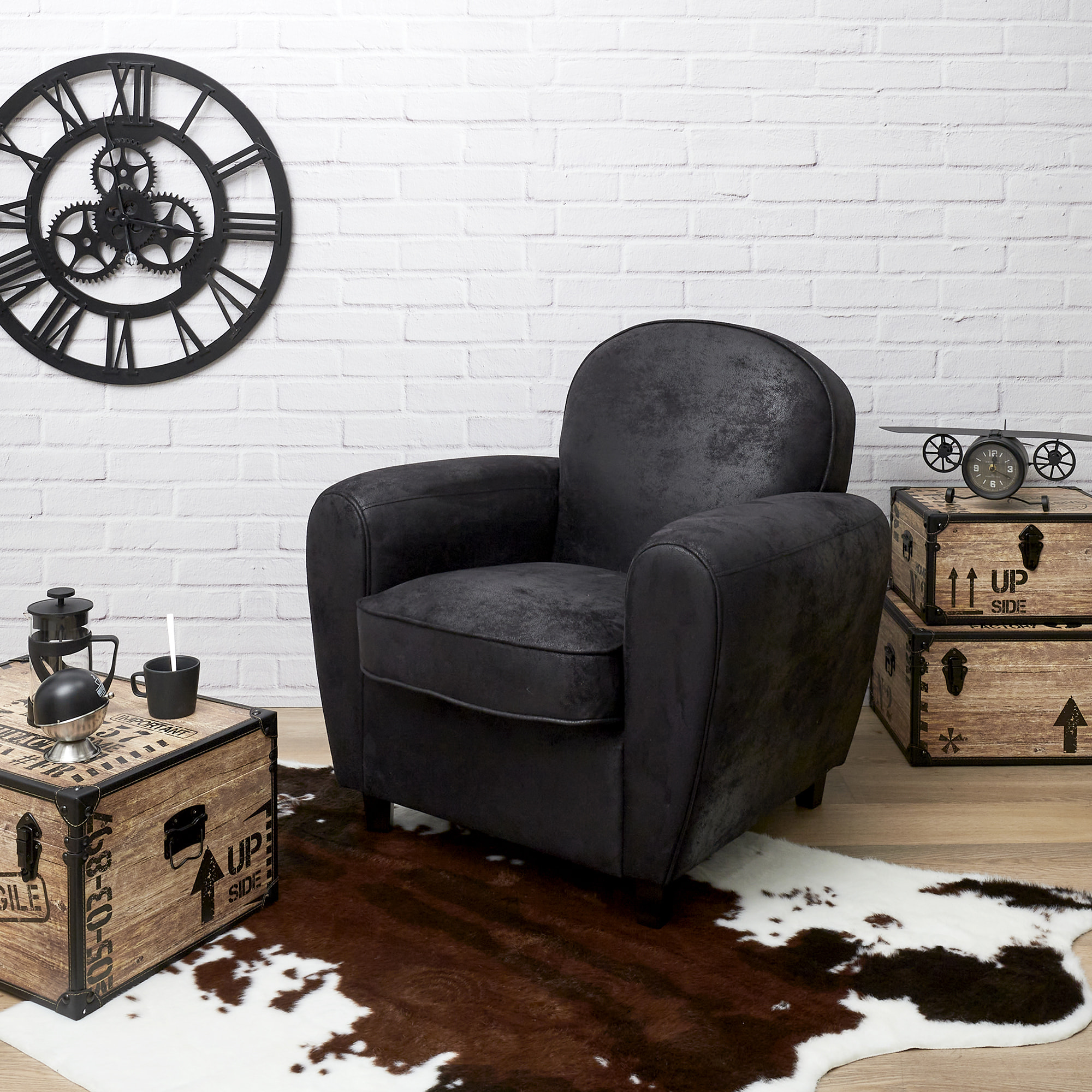 Fauteuil Club Noir Indus