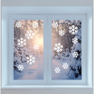 Stickers électrostatiques flocons - Autocollants adhésifs fenêtres noël - décoration fêtes