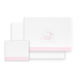 Triptico Coche Franela D. Algodon Oso Corazones Bco/Rosa