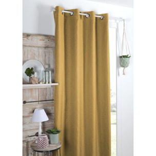 Rideau occultant doublure polaire - Jaune moutarde
