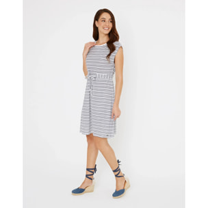 Vestido Corto Algodón de Rayas Azul Marino - Furia