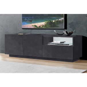 Mobile da soggiorno Porta TV, Made in Italy, Supporto per TV da salotto a 2 ante e 1 cassetto, cm 150x43h46, colore Grigio Ardesia