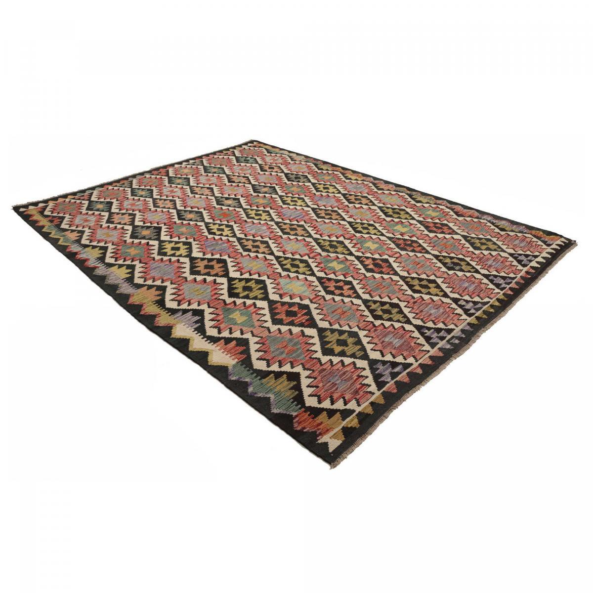 Tapis kilim au motif ethnique, tissé plat en laine, UDOMU