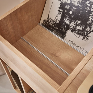 Meuble vinyle cannage et décor bois Bohème 1 porte et 4 casiers 83cm