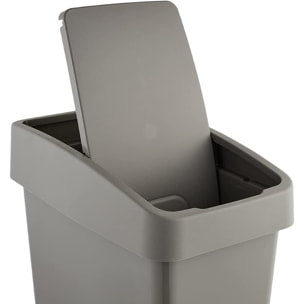 Cubo de Basura Premium ECO con Tapa Abatible, Tacto Suave, 25 L, Magne, color gris