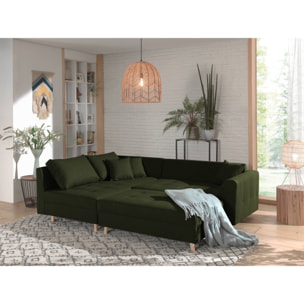 Rune - canapé d'angle - avec pouf d'appoint - 4 places - style scandinave - gauche - Vert