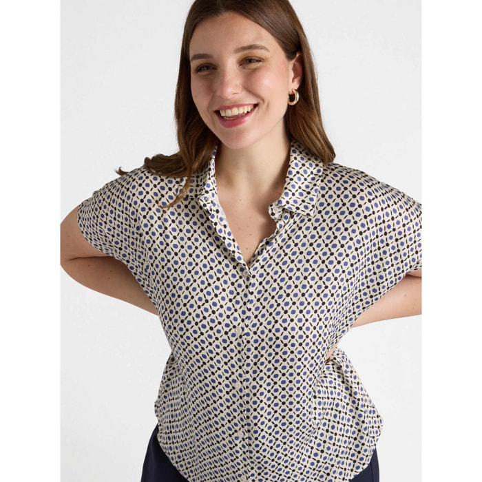Fiorella Rubino - Camisa raso micro lunares - Beige