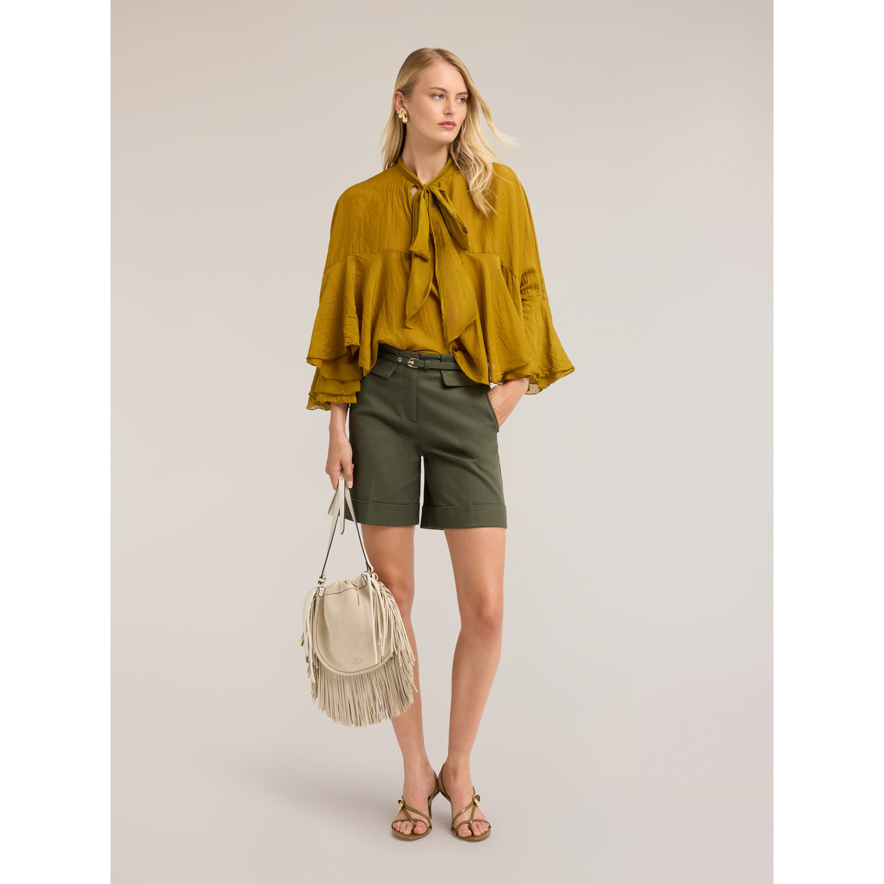 Motivi - Blusa oversize de mezcla de seda - Amarillo