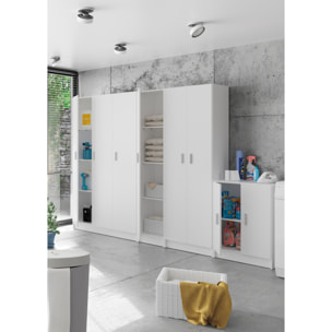 Armadio Armadietto Multiuso A Colonna 2 Ante Battenti E 4 Ripiani Salvaspazio Cantina Camera Garage Ripostiglio Dispensa Cucina 58.5x180x38 Cm Bianco
