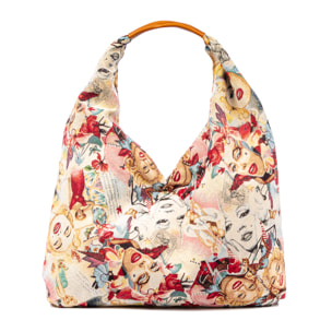 Banzi borsa shopper in cotone, con manico in pelle. Design esclusivo.