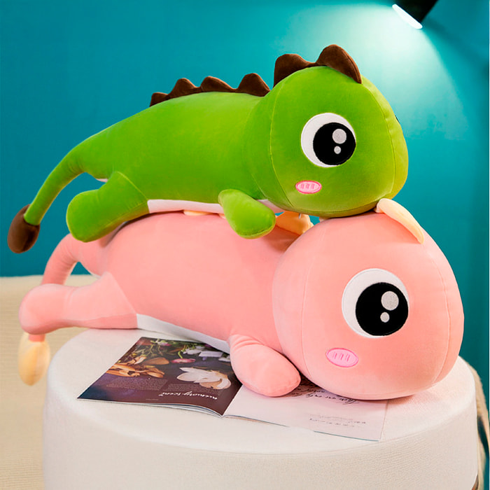 Cuscino extra morbido e soffice design dinosauro verde. 78 cm.
