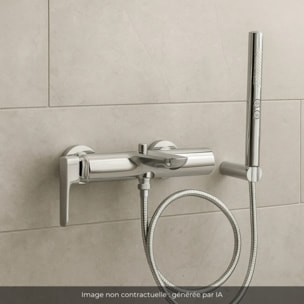 Pack mitigeur bain douche Aléo+ + douchette Shift+ ronde + flexible à écrou 175 cm