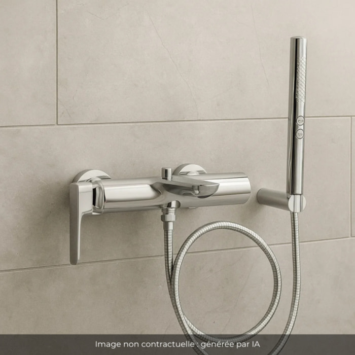 Pack mitigeur bain douche Aléo+ + douchette Shift+ ronde + flexible à écrou 175 cm