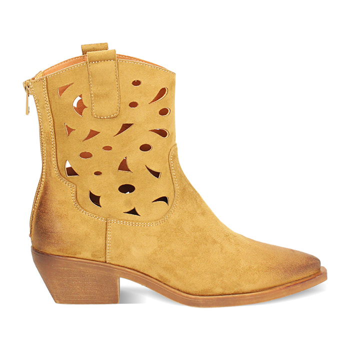 Tronchetti donna cognac in microfibra