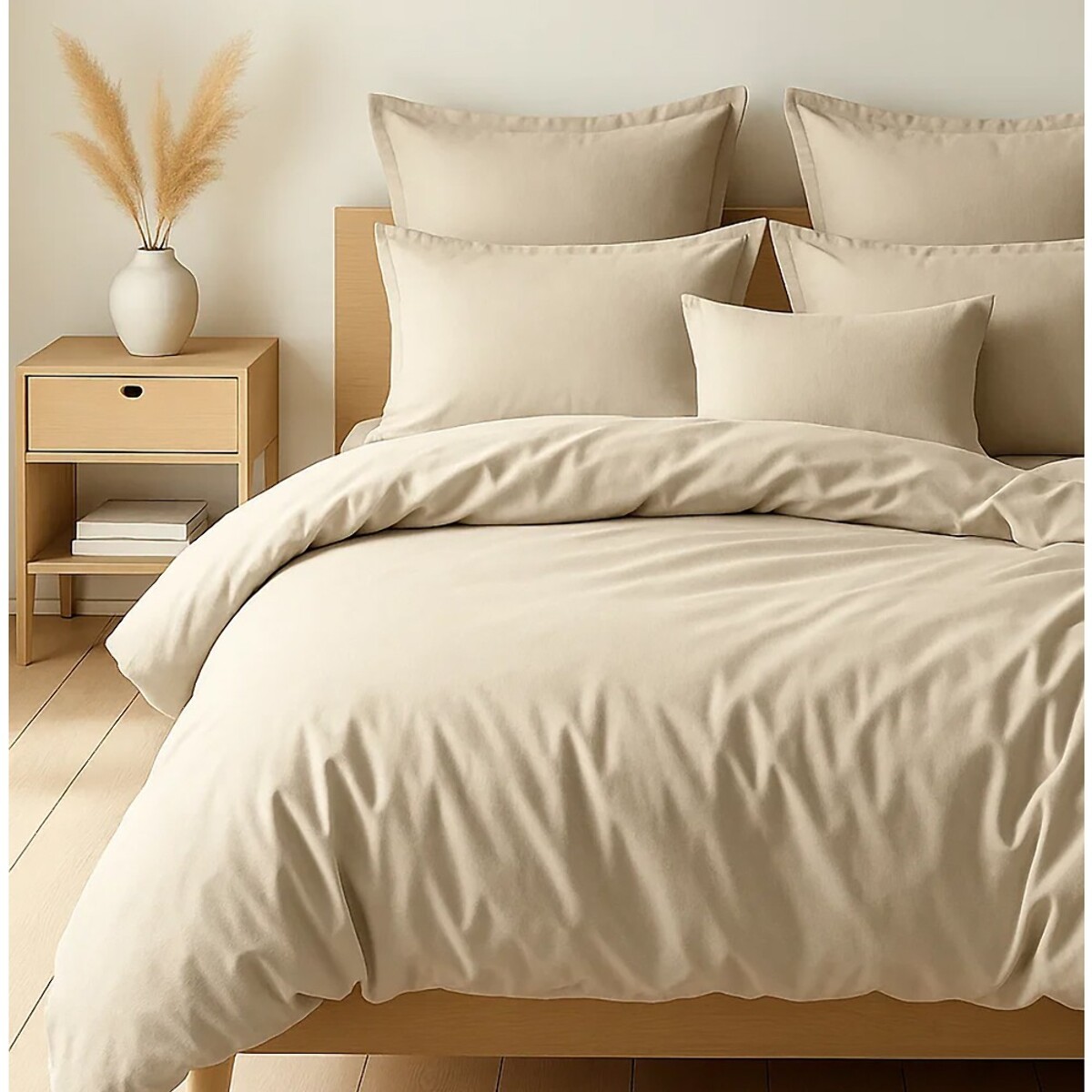 Parure Housse De Couette + 1 taie 100% Coton 57fils Grege