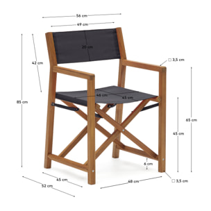 Kave Home - Sedia pieghevole da esterno Thianna nera in legno massello di acacia FSC 100%