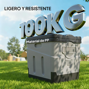 Inodoro Portátil, WC Portátil de PP con 12 Paquetes de Agente Solidificante y 12 Bolsas, Carga 100 kg, Inodoro Plegable para Exterior, Camping, Acampar, Senderismo, 34x29x30 cm, Gris Oscuro