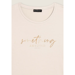 T-shirt a maniche lunghe con scritta “Something Amazing”